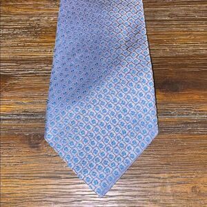 Charvet Blue and Silver Silk Geometric Tie